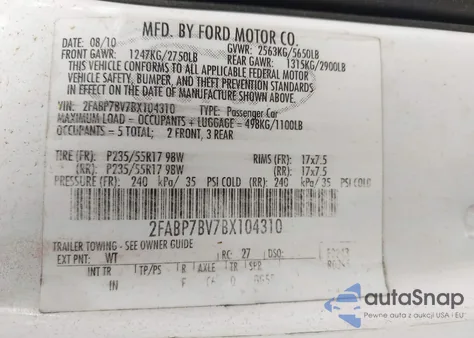 2011 Ford Crown Victoria Police Interceptor from USA, damaged, VIN 2FABP7BV7BX104310